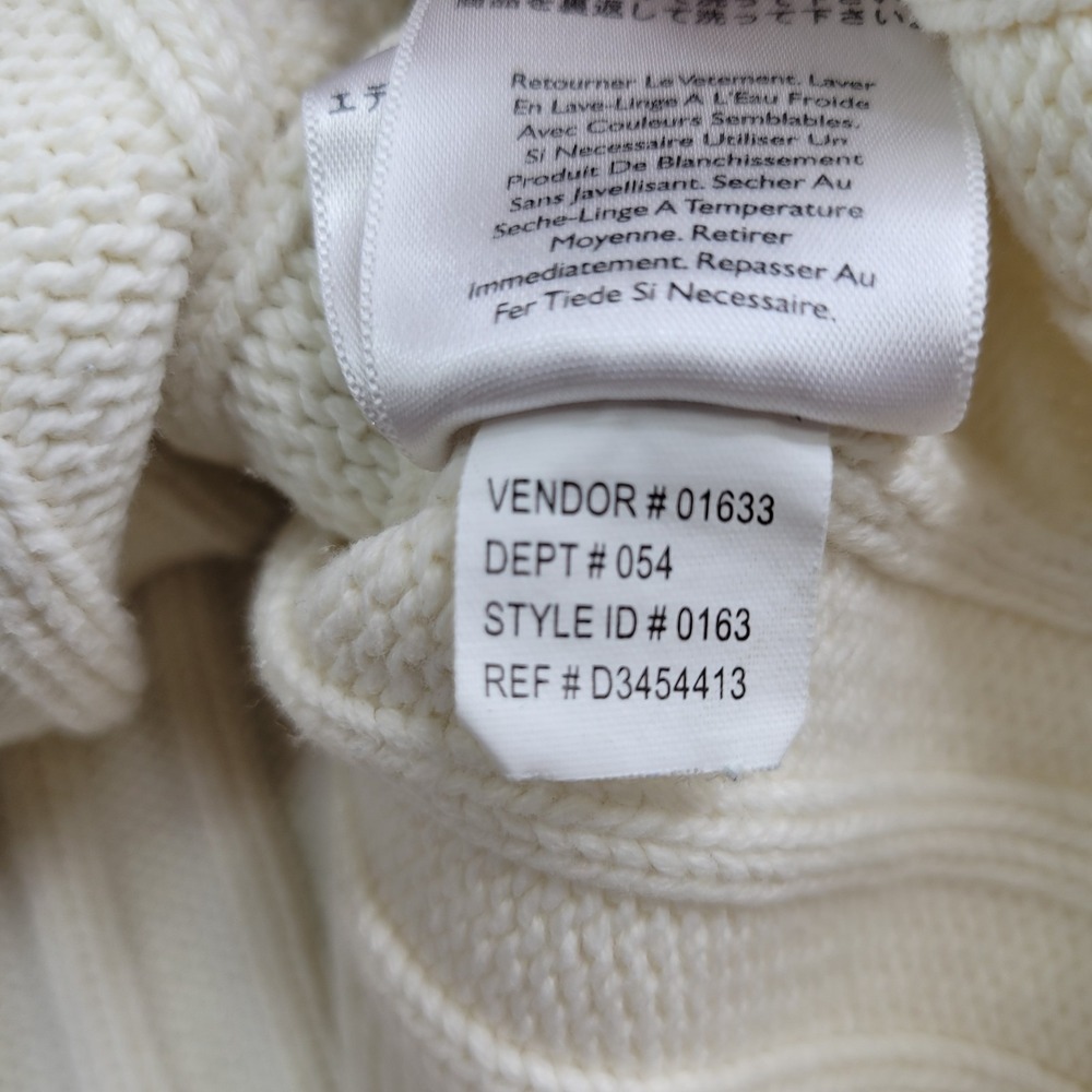 Vintage Eddie Bauer Heritage Men's Small Cream Cable Knit Fisherman Sweater - Picture 5 of 8